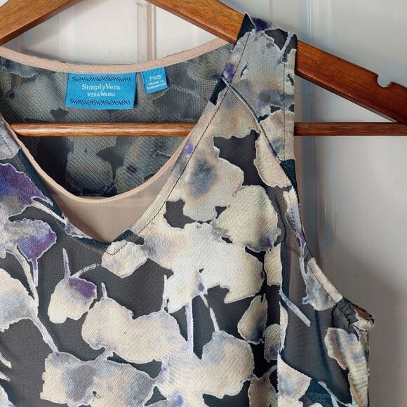 Vera Wang Floral Petite Silky Camisole Tank Top Sleeveless Blouse Sz PXS - Picture 3 of 10
